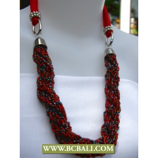 Reds and Black Squins wrap with Red cloth Necklace